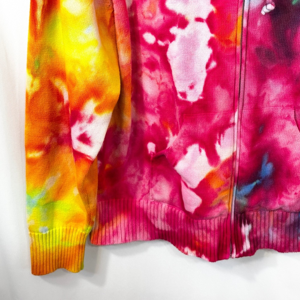 NorthStyle XL Jacket Handmade Tie Dye Cotton Knit Zip Up Hoodie Rainbow 1742 - Picture 6 of 12
